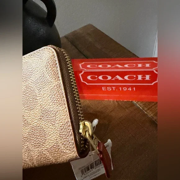 Coach Signature Zip Around Wallet (NWT) - Picture 5 of 9
